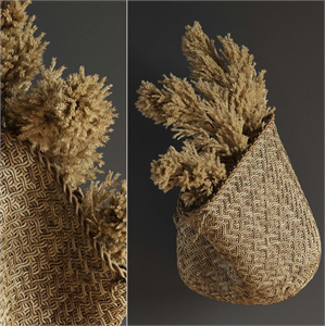 Pampas flower in hand basket